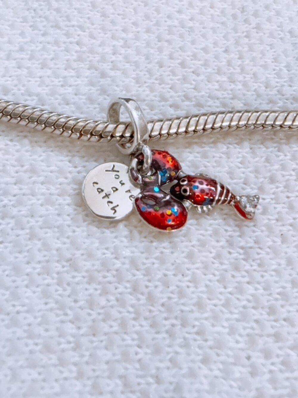 Red Lobster Silver Charm For Pandora Bracelet Necklace